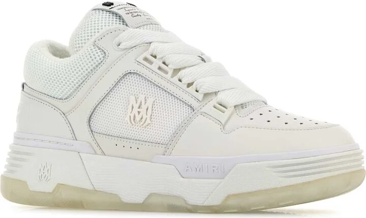 White Leather And Fabric Ma-1 Sneakers - Image 2