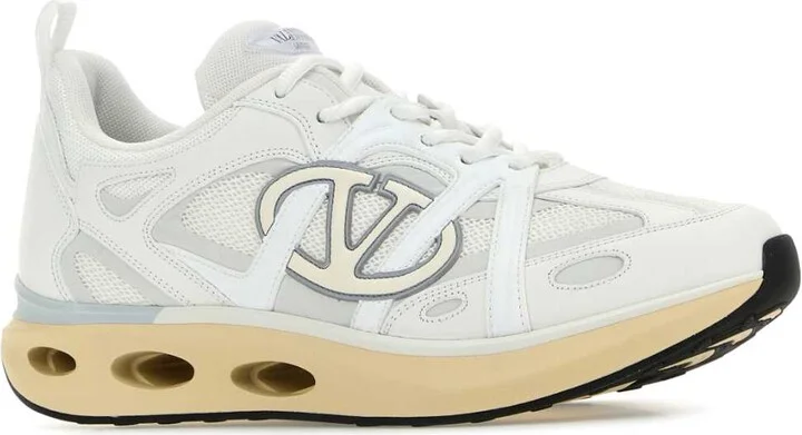 White Leather And Fabric Vlogo Easyjog Sneakers - Image 2