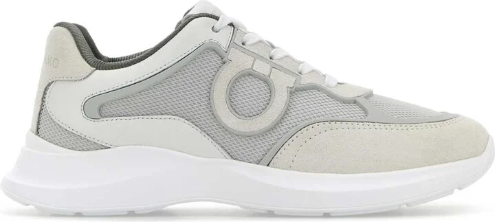 White Leather And Mesh Bay Man Sneakers