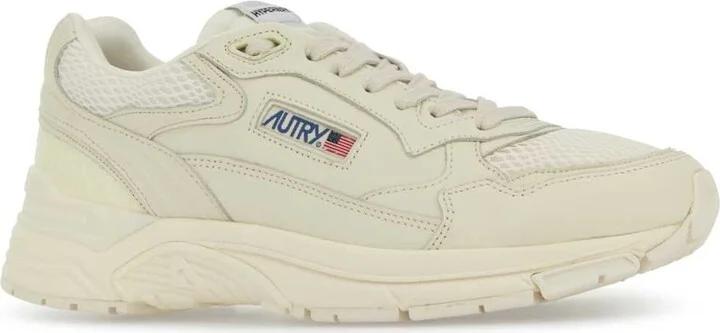 White Leather And Mesh Hyperway Sneakers - Image 2