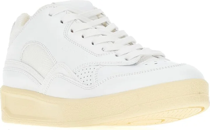 White Leather And Mesh Sneakers - Image 2