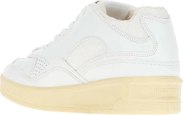 White Leather And Mesh Sneakers - Image 3