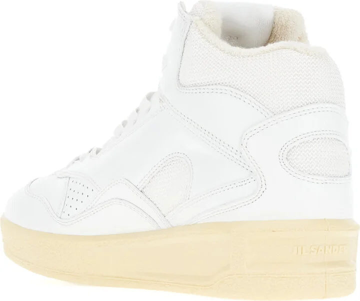 White Leather And Mesh Sneakers - Image 3