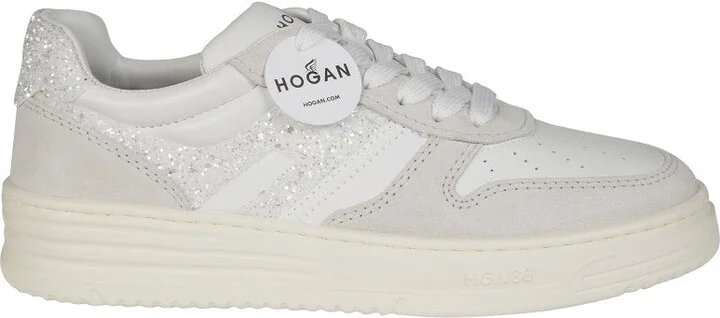 White Leather And Suede Sneakers