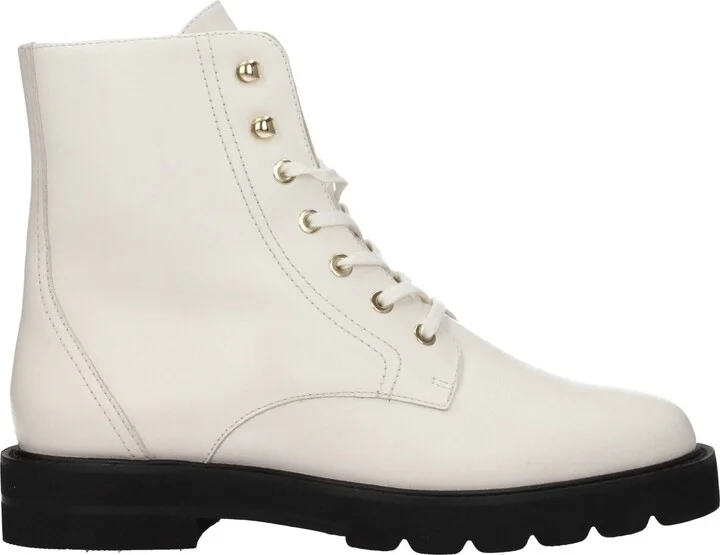 White Leather Ankle Women's Boots