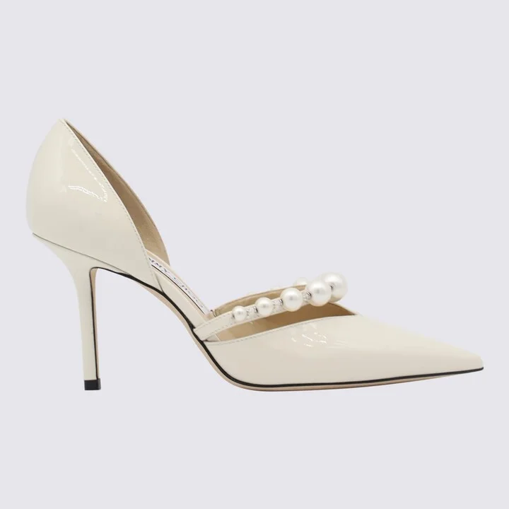 White Leather Aurelie 85 Pumps