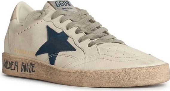 White Leather Ball-star With Blue Suede Star And Ivory Heel - Image 2