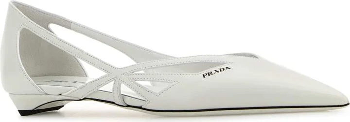 White Leather Ballerinas - Image 2