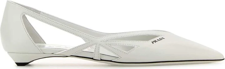 White Leather Ballerinas