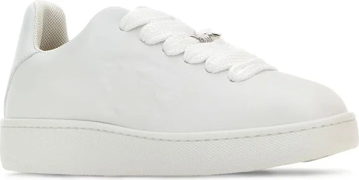 White Leather Box Sneakers - Image 2