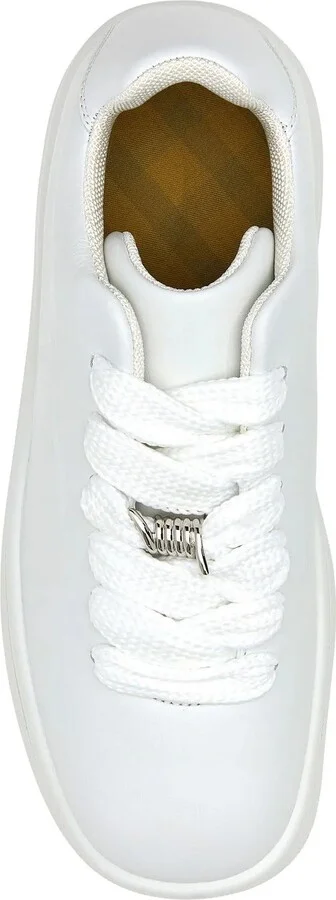 White Leather Box Sneakers - Image 4