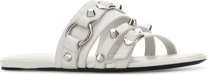 White Leather City Slippers - Image 2