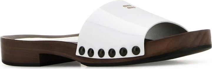 White Leather Clogs - Image 2