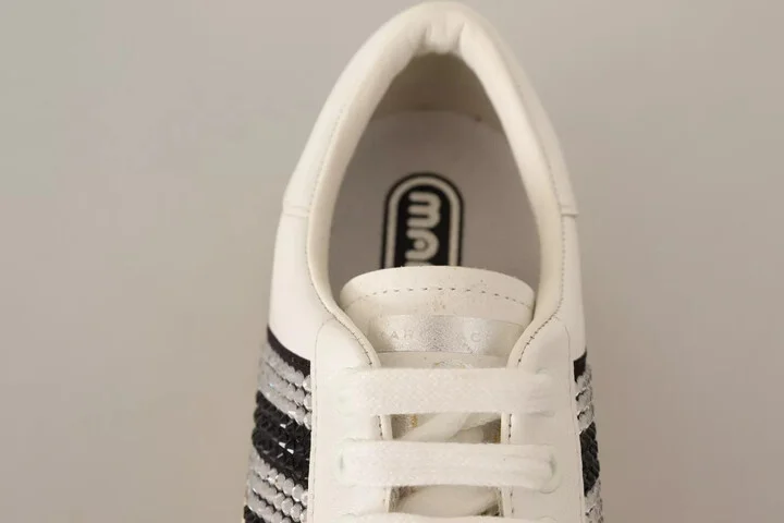 White Leather Crystal Embellished Sneakers Women's Shoes (Pre-Owned) - Image 4