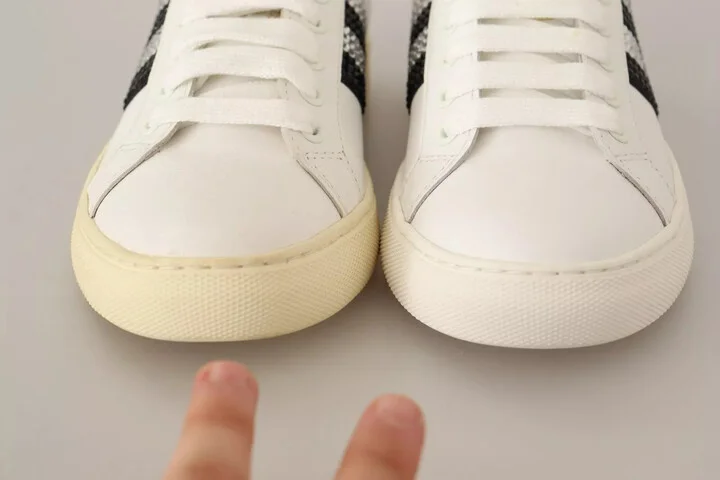 White Leather Crystal Embellished Sneakers Women's Shoes (Pre-Owned) - Image 6