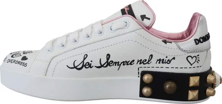 White Leather Crystal Queen Crown Sneakers Women's Shoes - Image 4