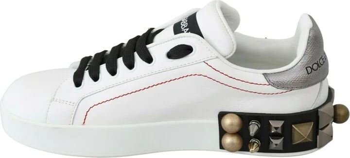 White Leather Crystal Roses Floral Sneakers Women's Shoes - Image 2