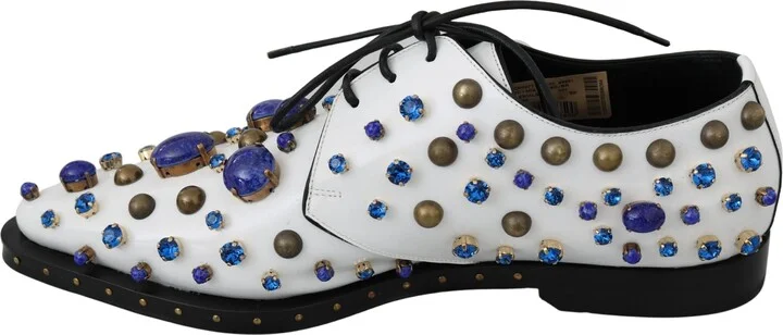 White Leather Crystals Dress Broque Women's Shoes - Image 3