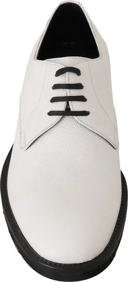 White Leather Derby Dress Formal Men's Shoes - Image 2