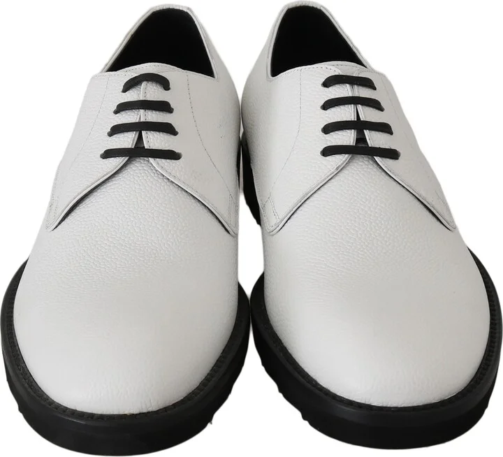 White Leather Derby Dress Formal Men's Shoes - Image 3
