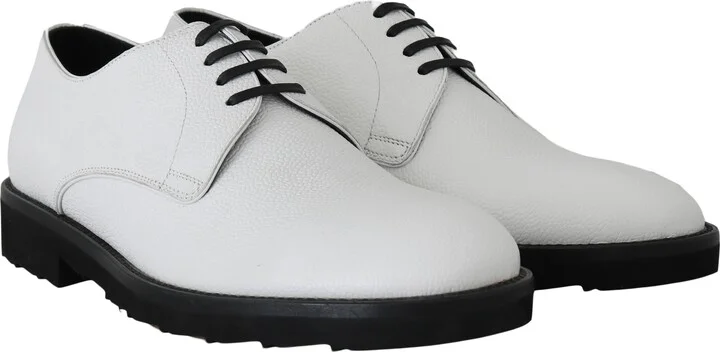 White Leather Derby Dress Formal Men's Shoes - Image 4