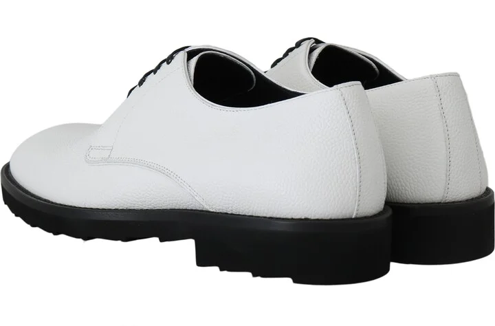 White Leather Derby Dress Formal Men's Shoes - Image 5