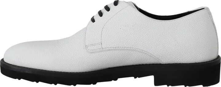White Leather Derby Dress Formal Men's Shoes - Image 6
