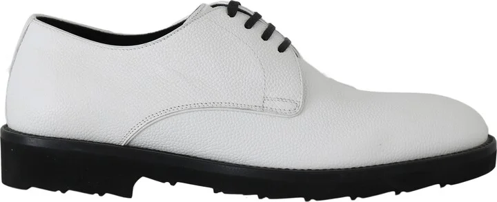 White Leather Derby Dress Formal Men's Shoes