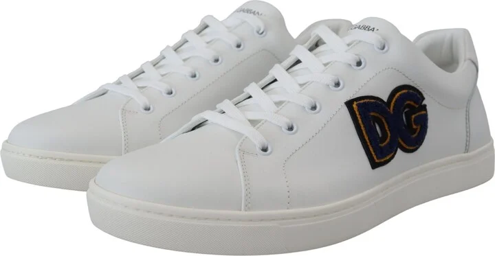 White Leather DG Logo Casual Sneakers Men's Shoes - Image 2