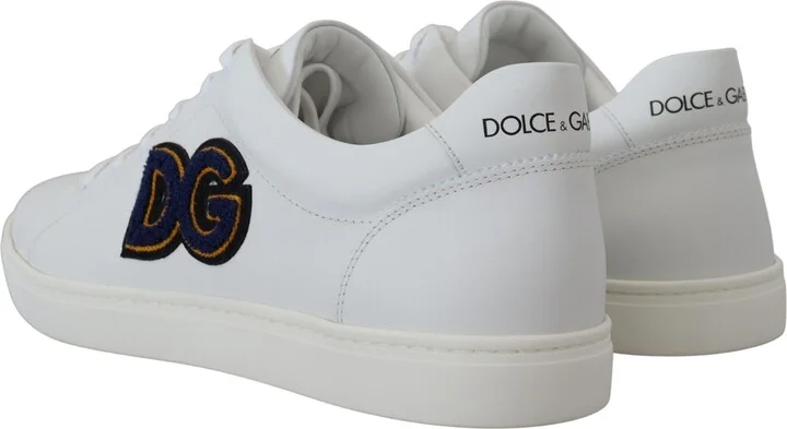 White Leather DG Logo Casual Sneakers Men's Shoes - Image 3