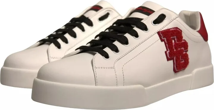 White Leather DG Logo Low Top Sneaker Men's Shoes (Pre-Owned) - Image 2