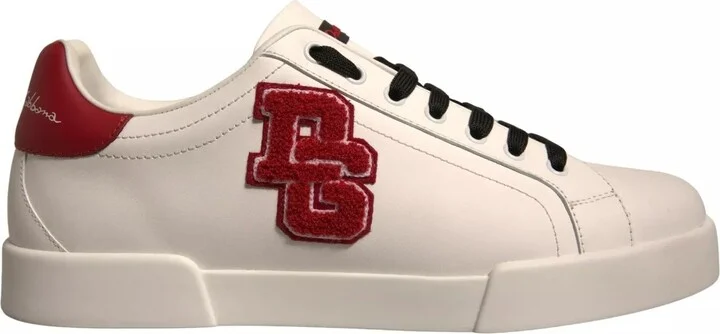 White Leather DG Logo Low Top Sneaker Men's Shoes (Pre-Owned)