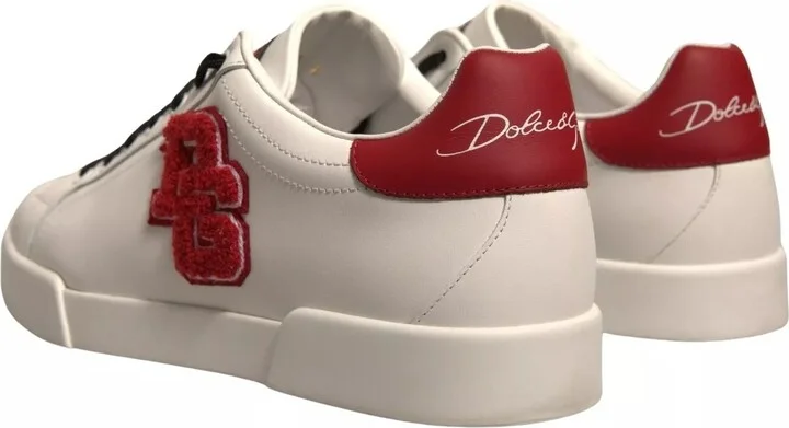 White Leather DG Logo Low Top Sneakers Men's Shoes (Pre-Owned) - Image 4