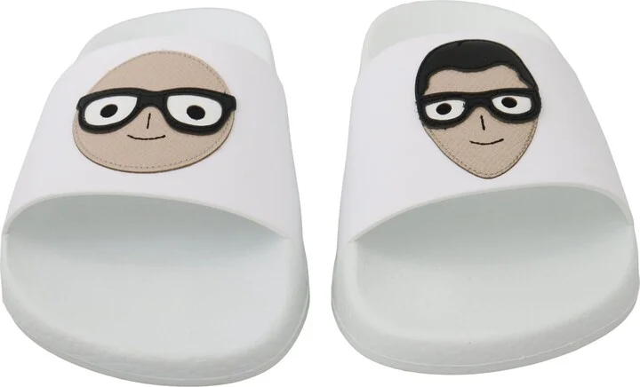 White Leather #dgfamily Slides Shoes Women's Sandals - Image 3