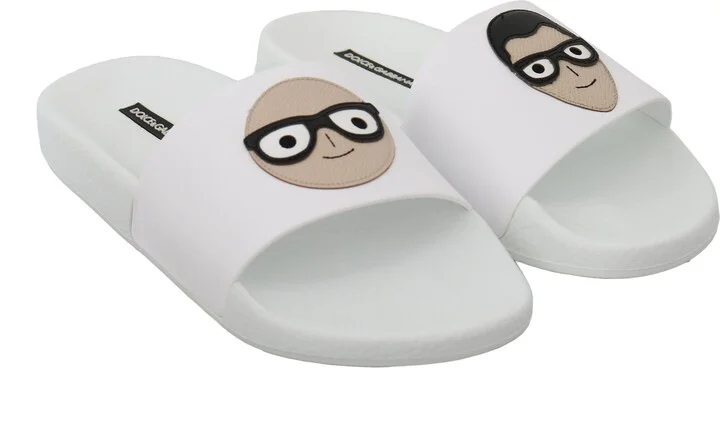 White Leather #dgfamily Slides Shoes Women's Sandals - Image 4