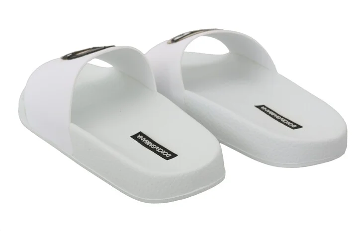 White Leather #dgfamily Slides Shoes Women's Sandals - Image 5