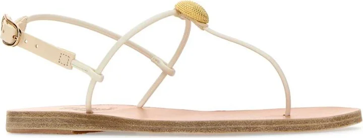 White Leather Dimitra Thong Sandals - Image 2