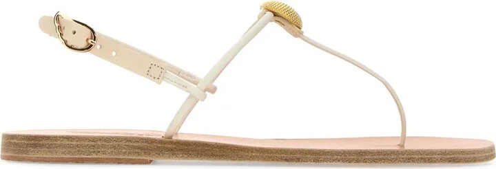 White Leather Dimitra Thong Sandals