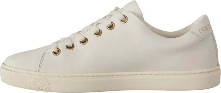 White Leather Gold Red Heart Sneakers Women's Shoes - Image 4