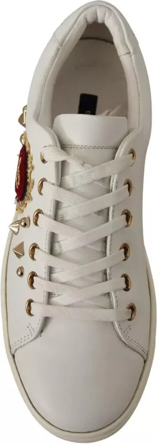 White Leather Gold Red Heart Sneakers Women's Shoes (Pre-Owned) - Image 2