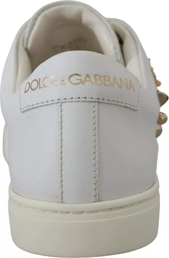 White Leather Gold Red Heart Sneakers Women's Shoes (Pre-Owned) - Image 3