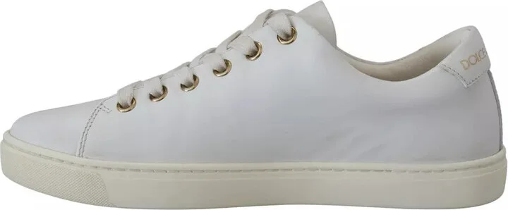 White Leather Gold Red Heart Sneakers Women's Shoes (Pre-Owned) - Image 4