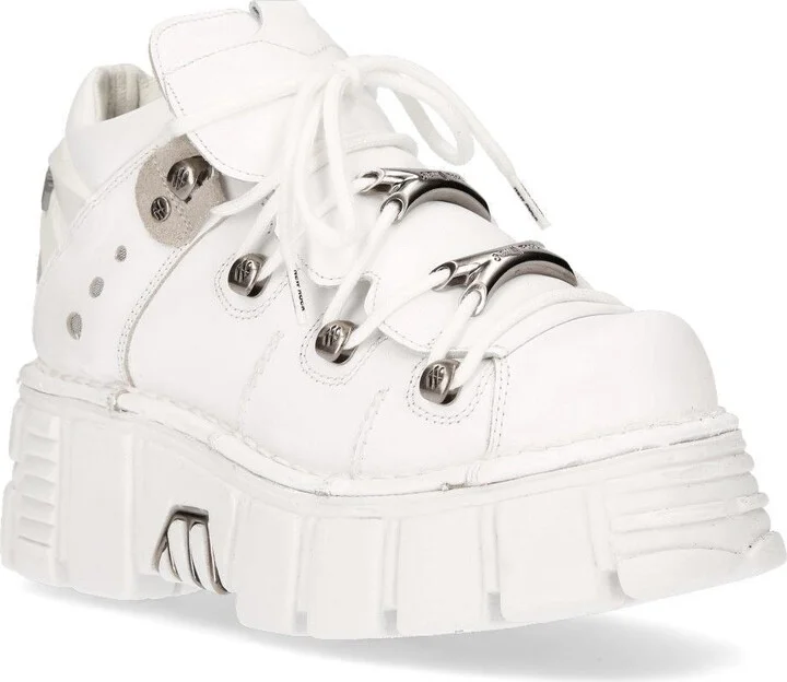 White Leather Gothic Ankle Boots - 106N-S8