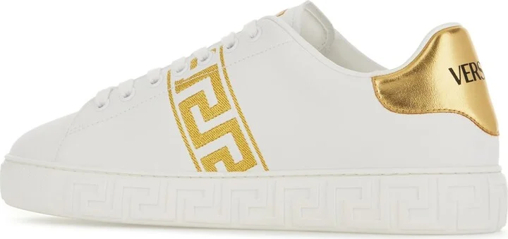 White Leather Greca Sneakers - Image 3