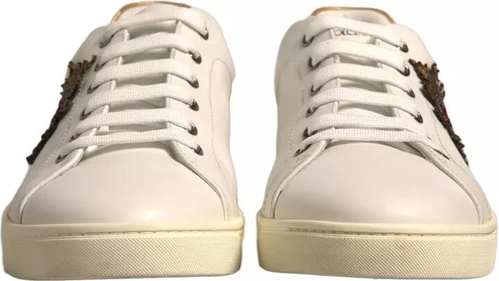 White Leather Heart Embellished Sneakers Men's Shoes (Pre-Owned) - Image 4