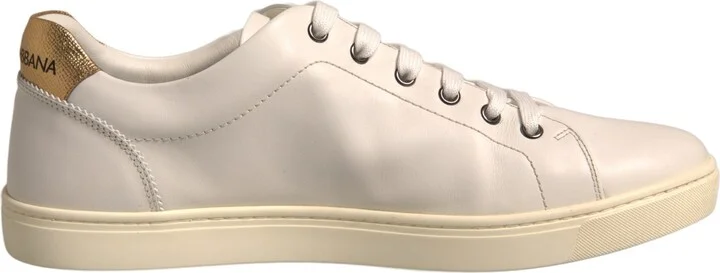 White Leather Heart Embellished Sneakers Men's Shoes (Pre-Owned)