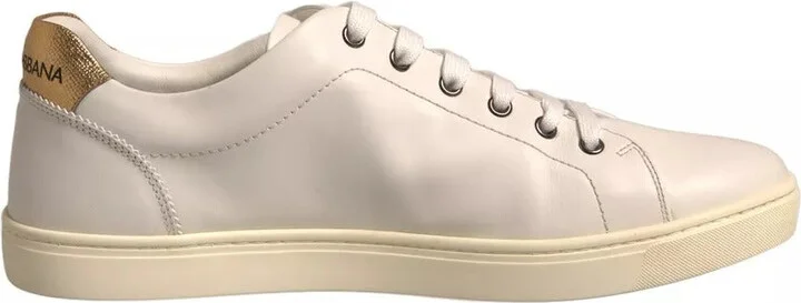 White Leather Heart Embellished Sneakers Men's Shoes (Pre-Owned)