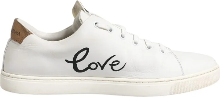 White Leather Heart Embellished Sneakers Women's Shoes (Pre-Owned)