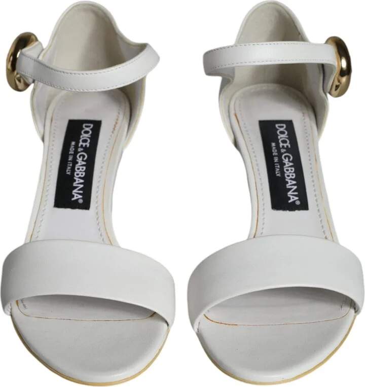 White Leather Heels Keira Sandals Women's Shoes - Image 2
