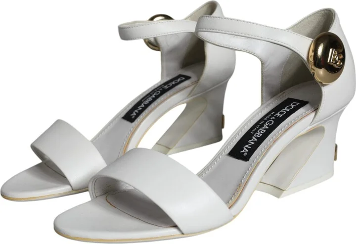 White Leather Heels Keira Sandals Women's Shoes - Image 3